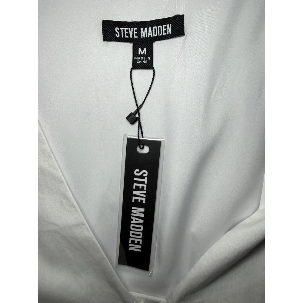 Steve Madden Bubble Hem Zip Gale Dress Women Medium White Sleeveless V-Neck NWT - Picture 2 of 11